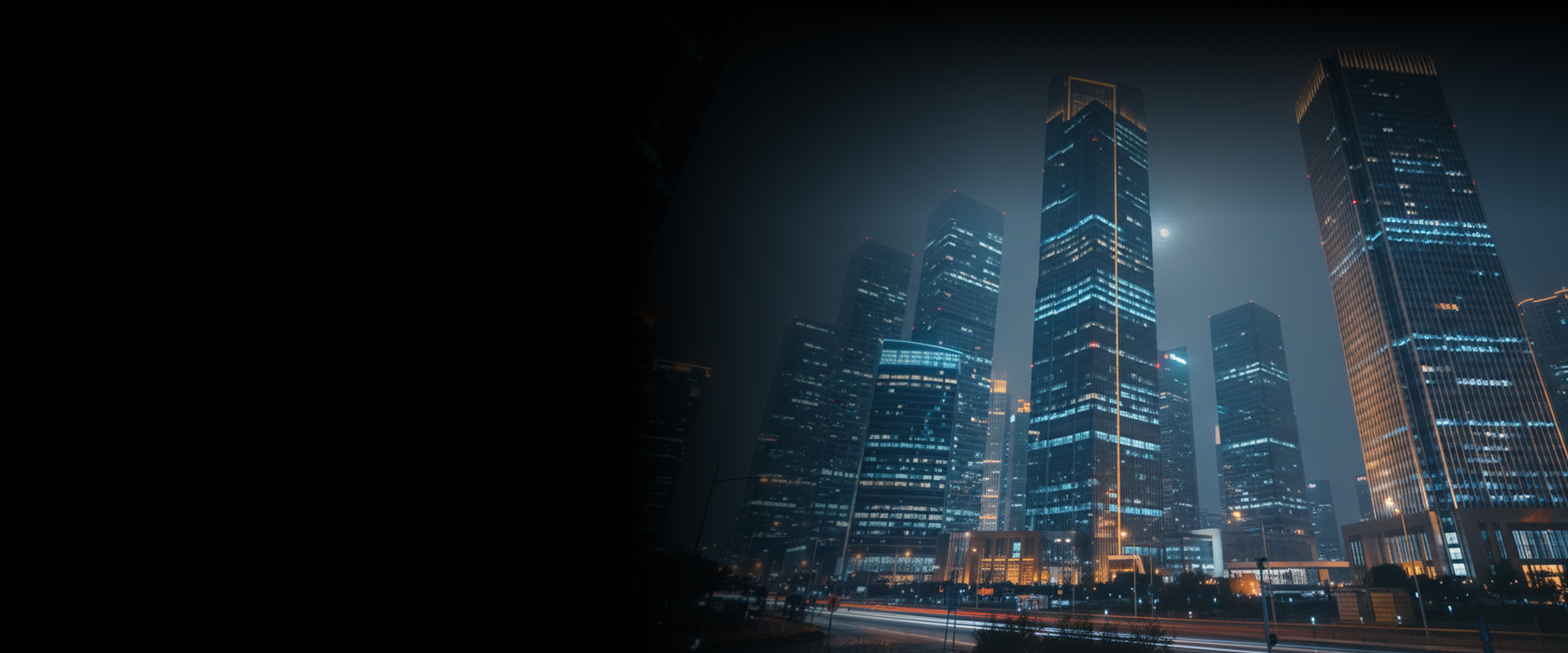 City skyline at night